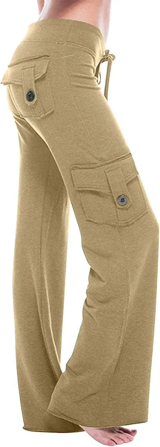 Cargo Yoga Pants for Women 2024 Causal High Waist Wide Leg Lounge Pant Loose Comfy Bootcut Workout Flare Leggings