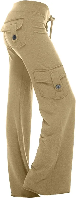 Cargo Yoga Pants for Women 2024 Causal High Waist Wide Leg Lounge Pant Loose Comfy Bootcut Workout Flare Leggings