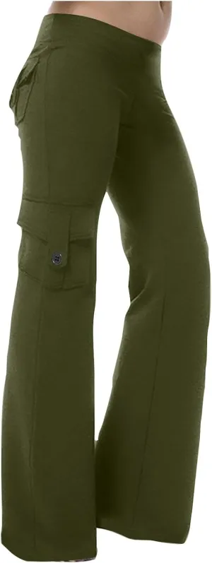 Cargo Yoga Pants for Women High Waist Wide Leg Pants Workout Gym Yoga Pants Stretch Leggings with Pockets
