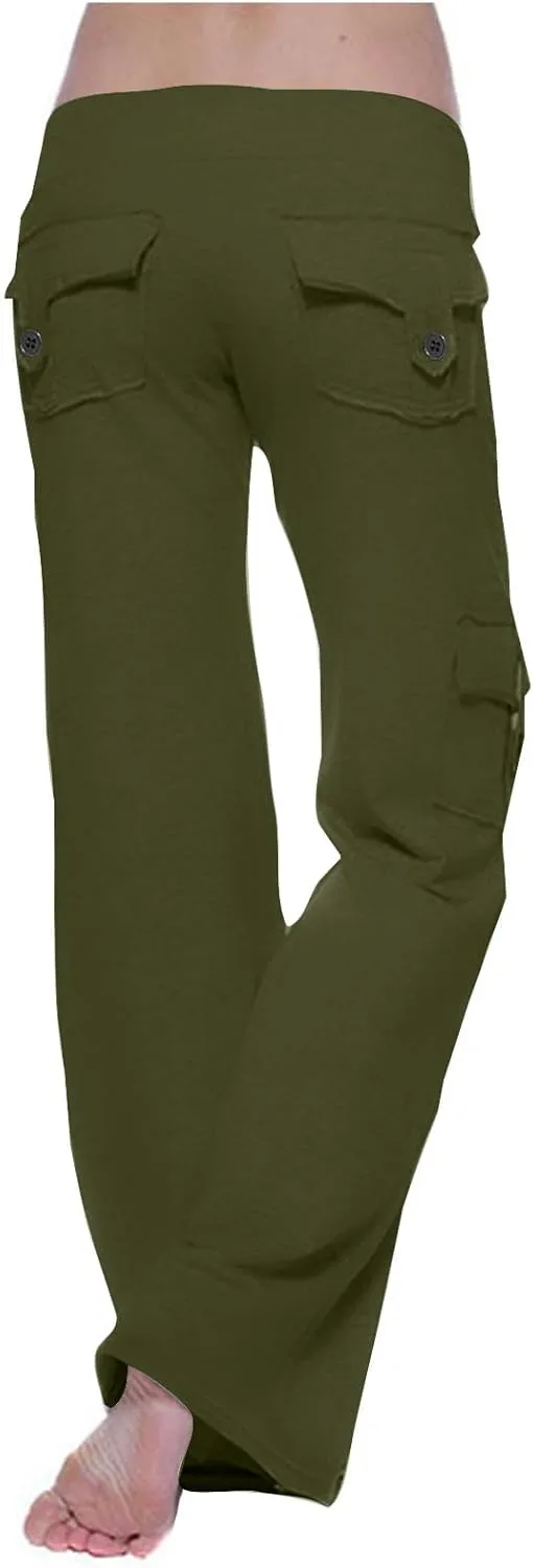 Cargo Yoga Pants for Women High Waist Wide Leg Pants Workout Gym Yoga Pants Stretch Leggings with Pockets