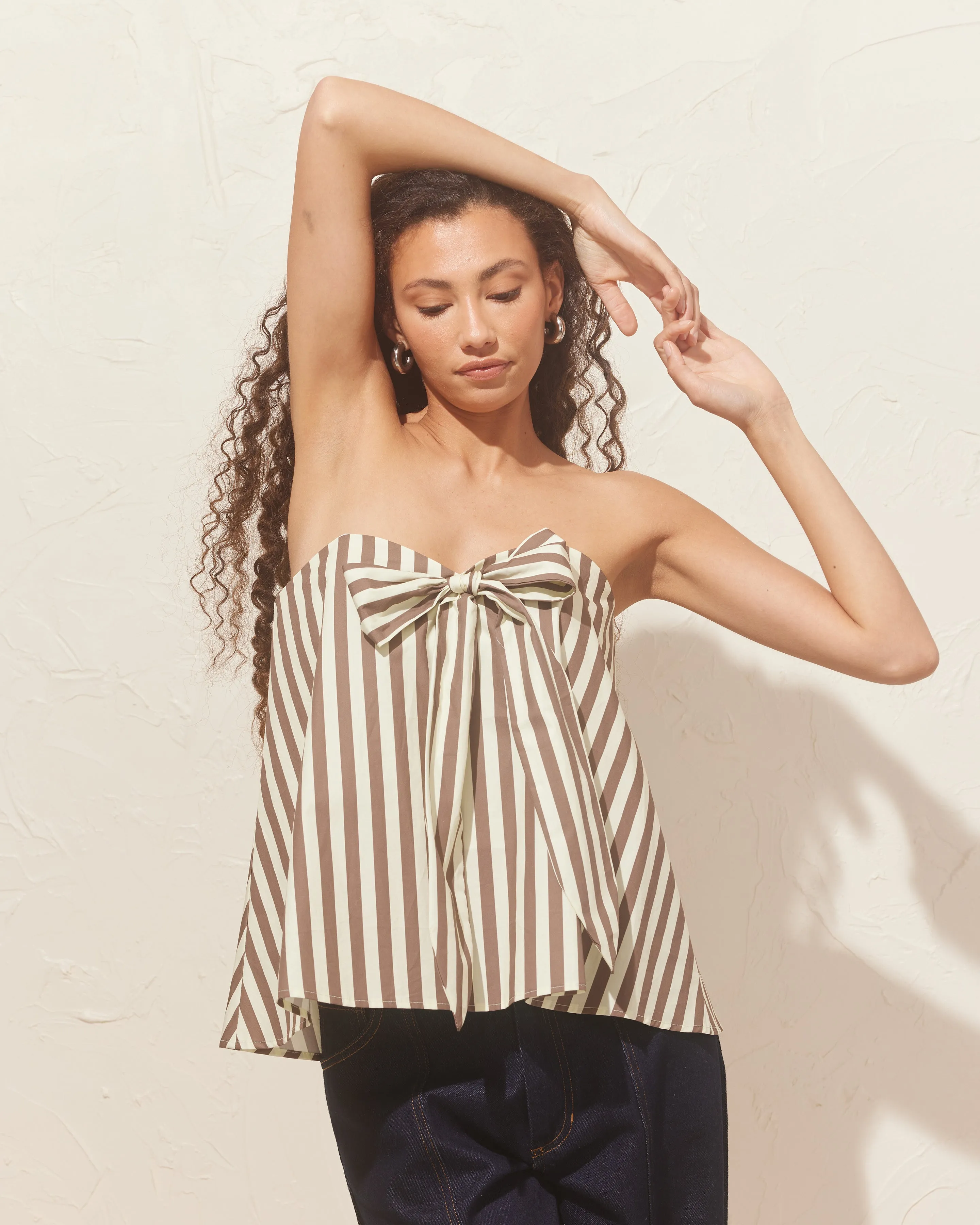 CARMEN BODICE BROWN BUTTER STRIPE