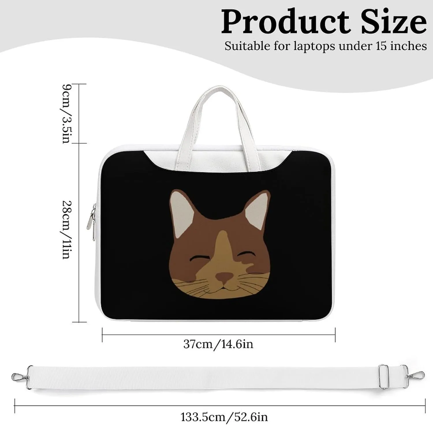 Cat Leather Bag Laptop Case Slim Water Resistant Computer Bags with Handle Briefcase for Work
