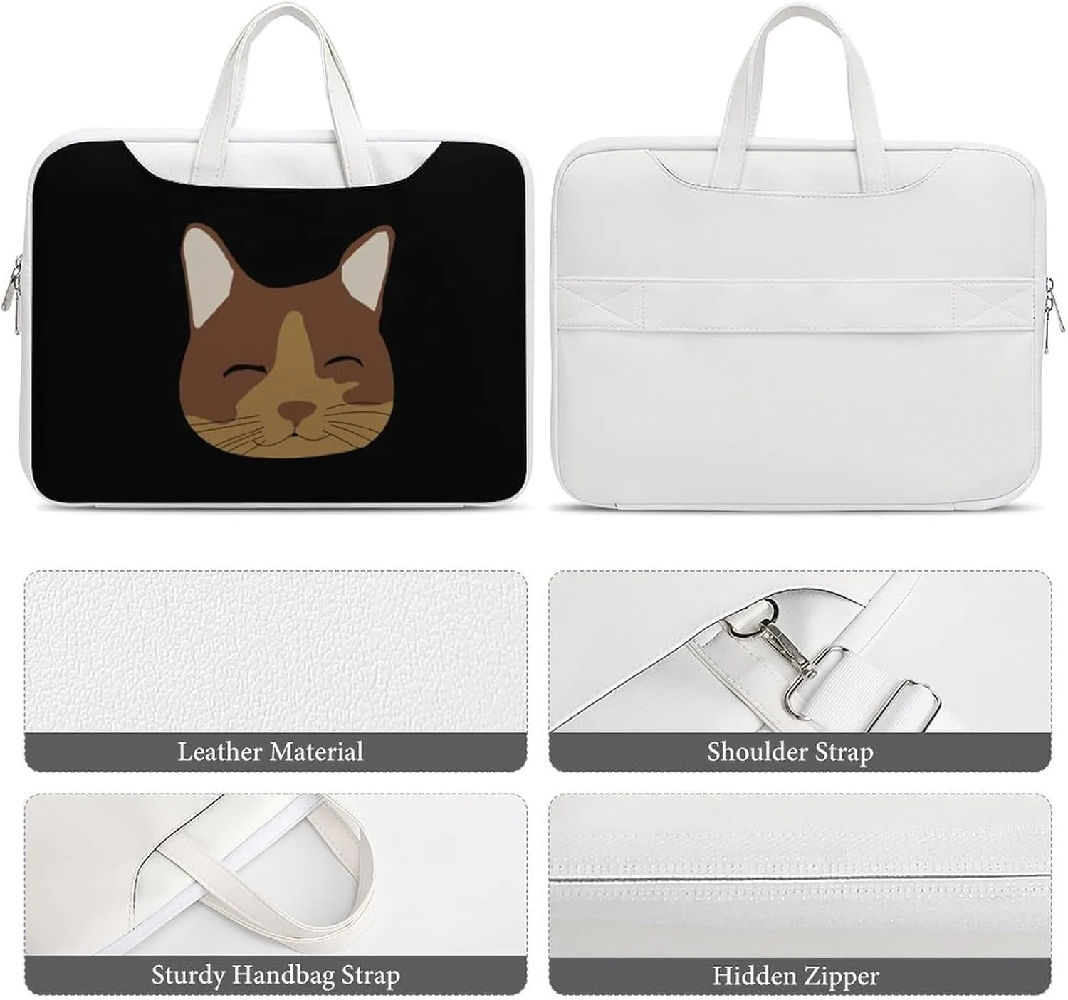 Cat Leather Bag Laptop Case Slim Water Resistant Computer Bags with Handle Briefcase for Work