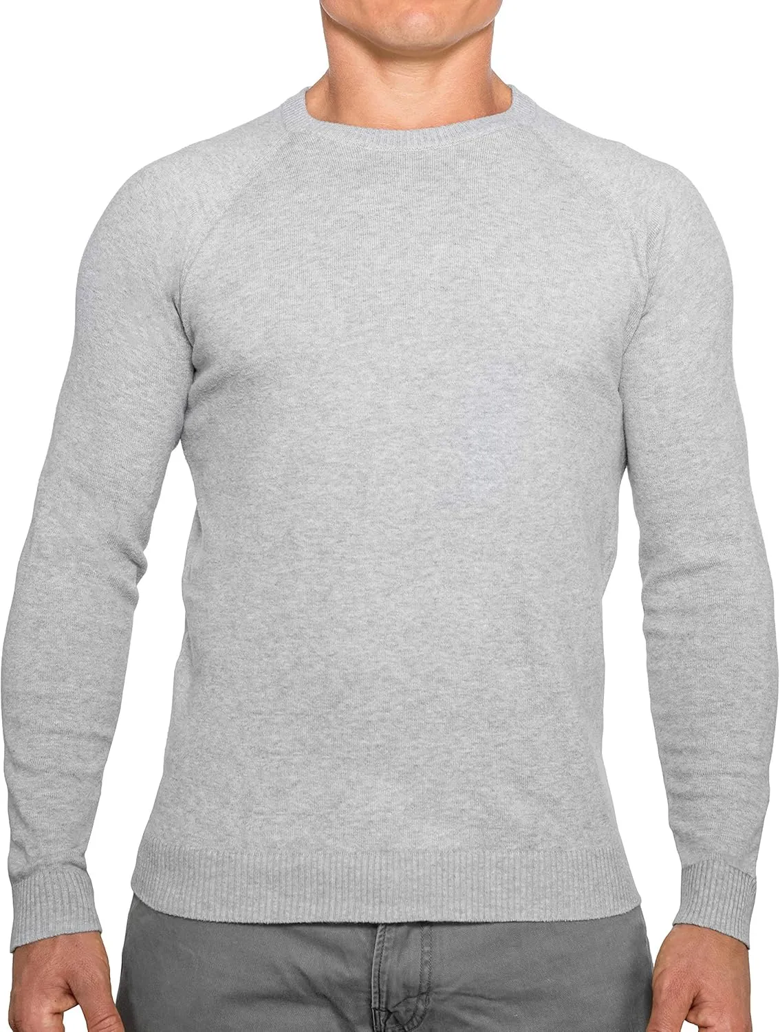 CC Perfect Slim Fit Crewneck Sweaters for Men | Lightweight Breathable Mens Sweater | Soft Fitted Pullover for Men