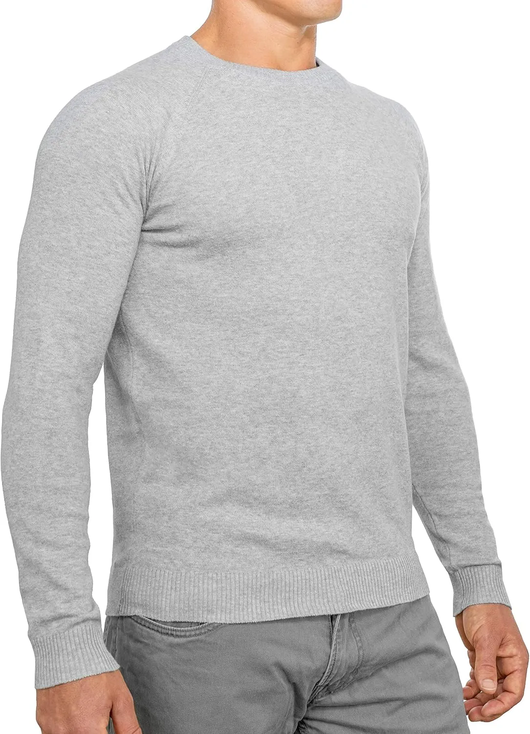CC Perfect Slim Fit Crewneck Sweaters for Men | Lightweight Breathable Mens Sweater | Soft Fitted Pullover for Men