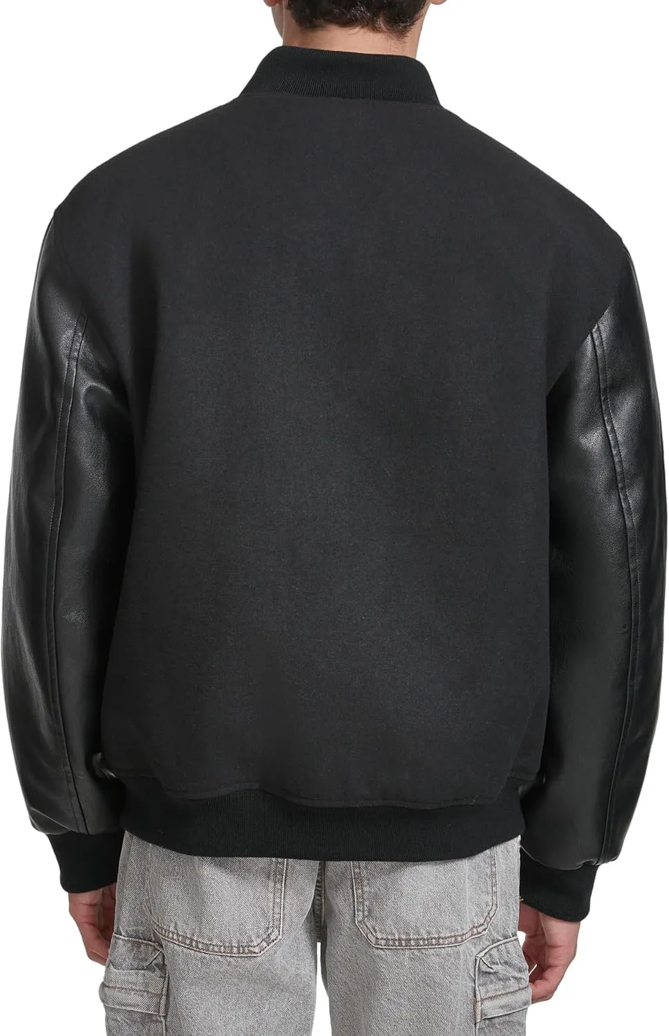 Champion Men's Letterman Varsity Bomber Jacket with Faux Leather Sleeves