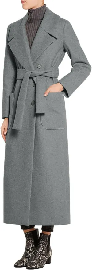 CHARTOU Women's Elegant Lapel Collar Double Breasted Regular Wool Blend Overcoat Coat Belt