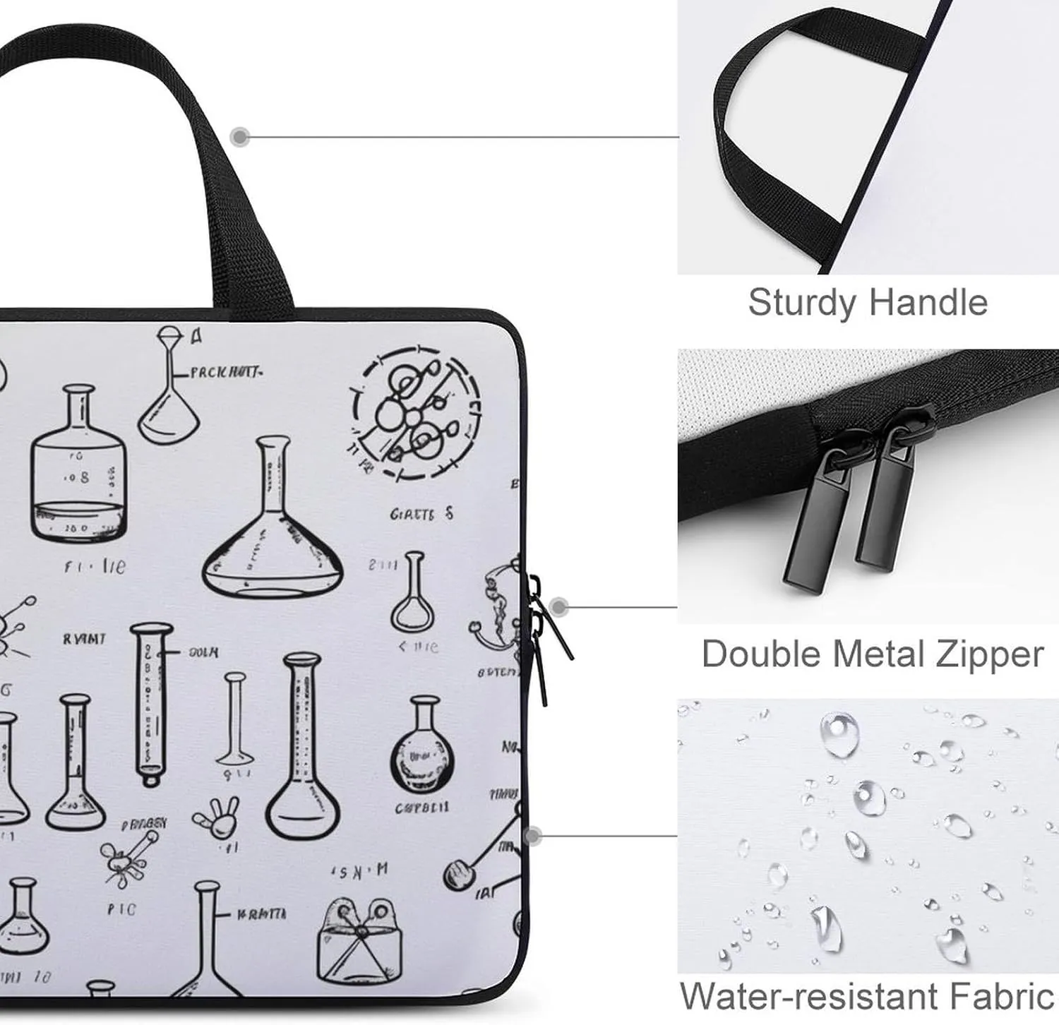 Chemistry Print Laptop Bag Durable Laptop Sleeve Water-Resistant Notebook Bag for Computer Or Tablet