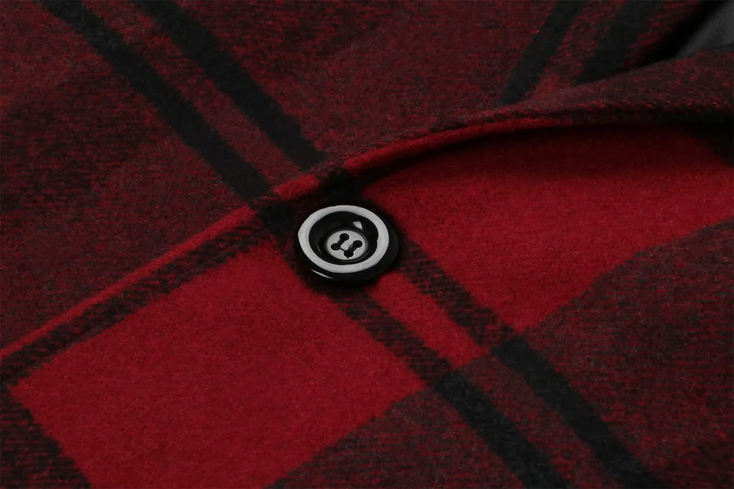 chouyatou Men's Casual Notched Collar Plaid Single Breasted Wool Blend Formal Trench Top Coat