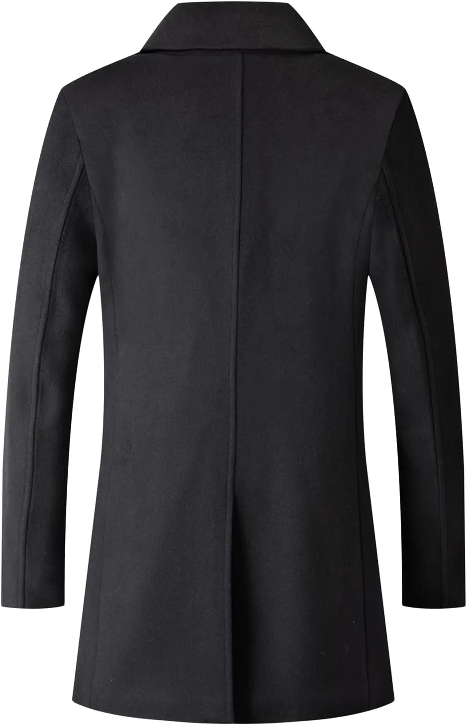 chouyatou Men's Classic Double Breasted Wool Blend Pea Coat Mid Long Trench Coat