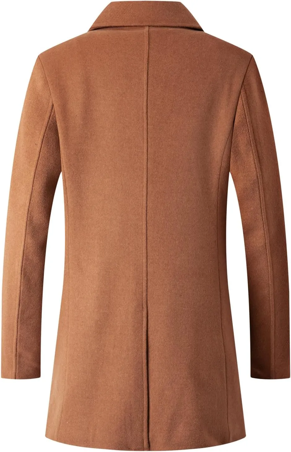 chouyatou Men's Classic Double Breasted Wool Blend Pea Coat Mid Long Trench Coat