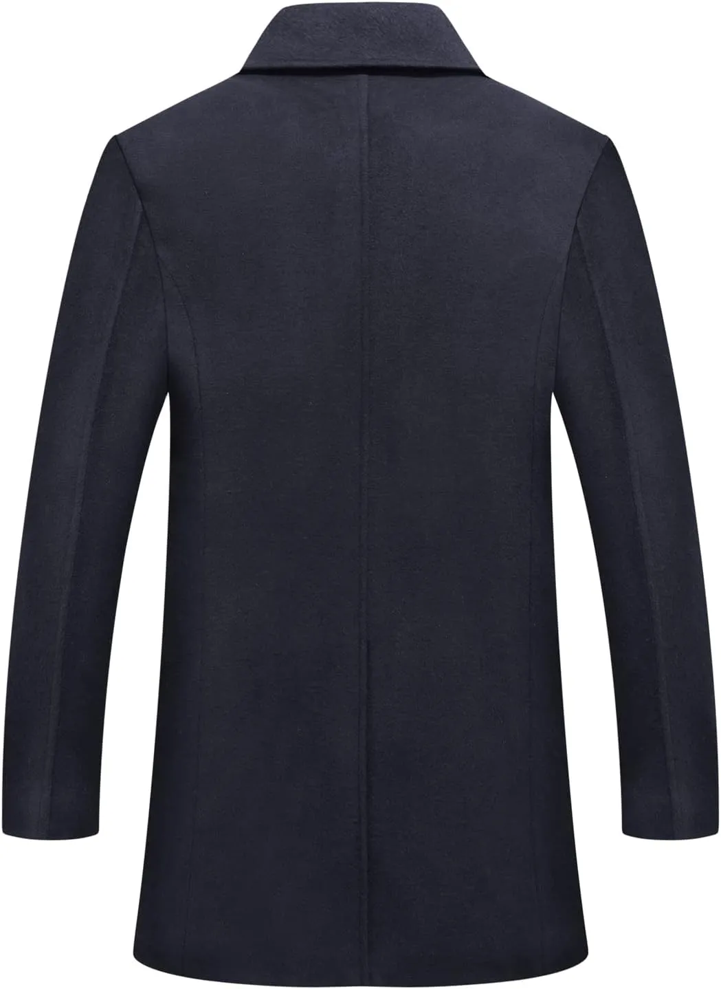 chouyatou Men's Classic Double Breasted Wool Blend Pea Coat Mid Long Trench Coat