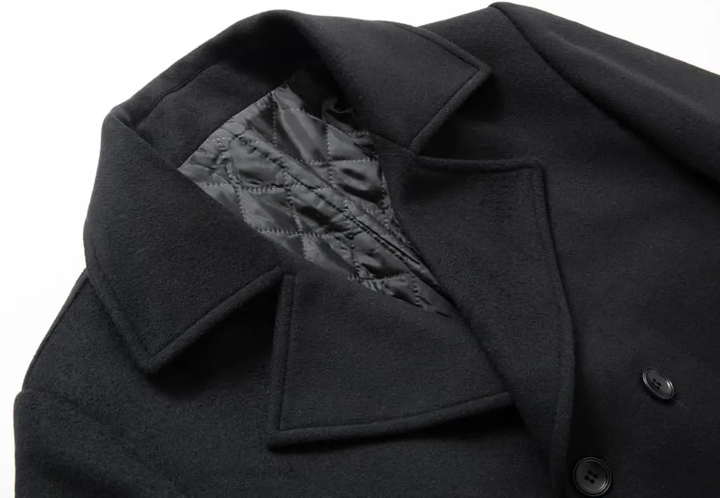 chouyatou Men's Classic Double Breasted Wool Blend Pea Coat Mid Long Trench Coat