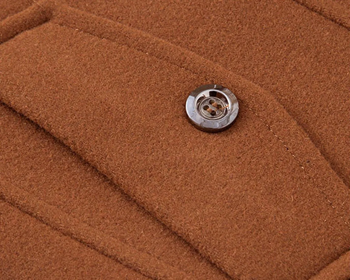 chouyatou Men's Stand Collar Wool-Blend Classic Pea Coat with Removable Inner Collar