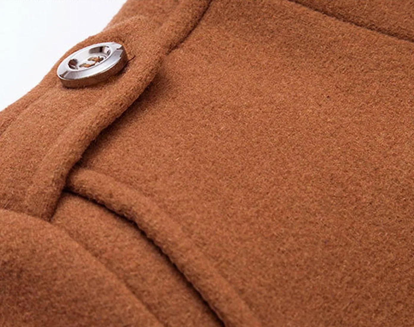 chouyatou Men's Stand Collar Wool-Blend Classic Pea Coat with Removable Inner Collar