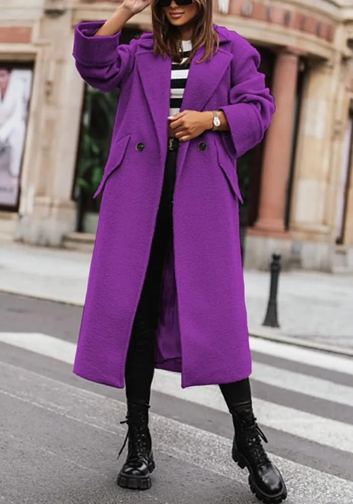 chouyatou Women's Winter Wool Blend Pea Coat Double Breasted Notch Lapel Trench Coat Overcoat