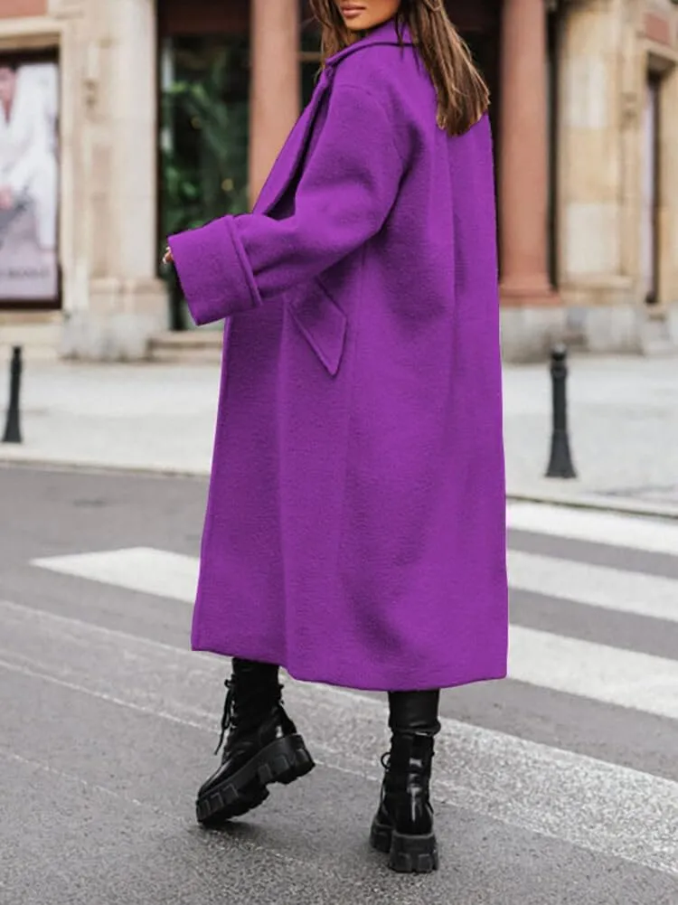 chouyatou Women's Winter Wool Blend Pea Coat Double Breasted Notch Lapel Trench Coat Overcoat