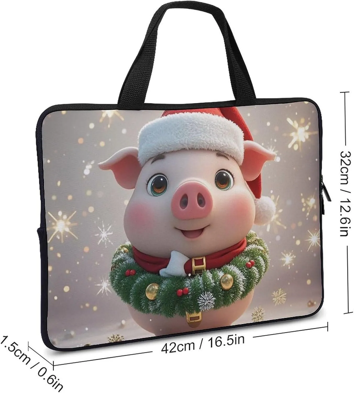 Christmas Hat Laptop Bag Durable Laptop Sleeve Water-Resistant Notebook Bag for Computer Or Tablet