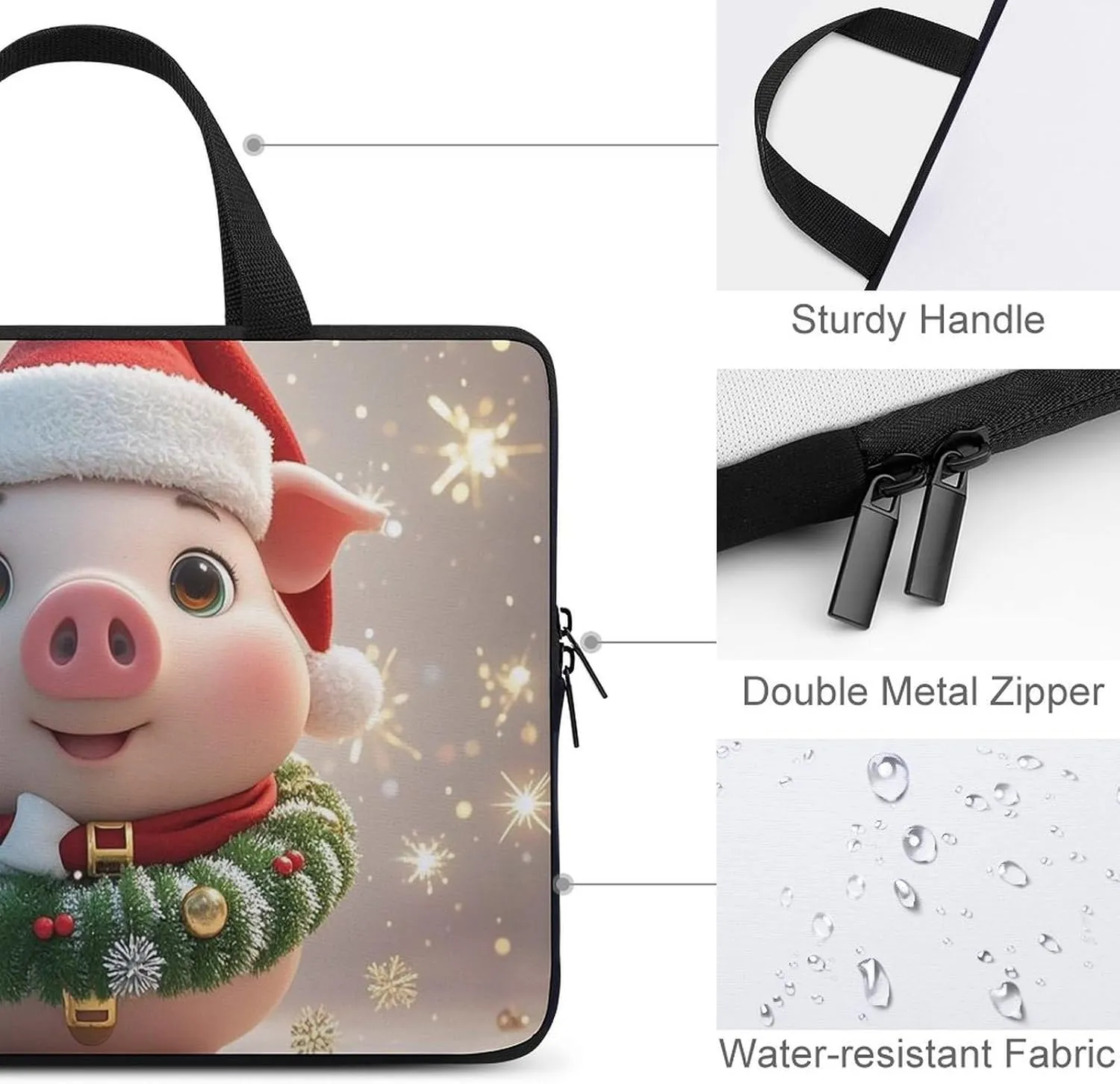 Christmas Hat Laptop Bag Durable Laptop Sleeve Water-Resistant Notebook Bag for Computer Or Tablet