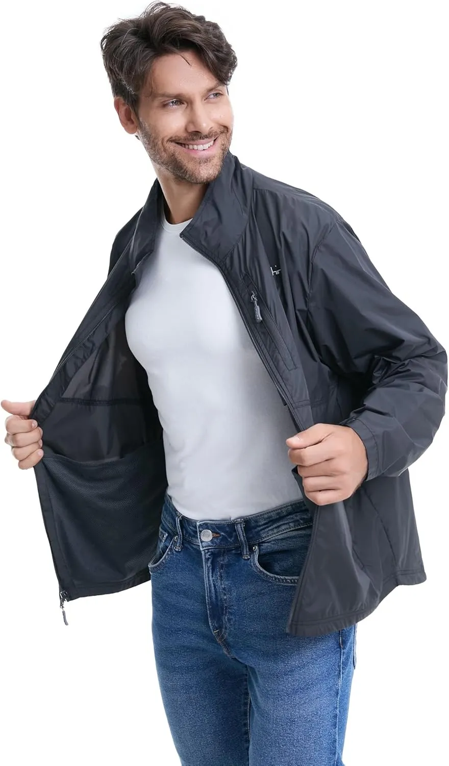 clothin Mens Lightweight Windbreaker Packable Jacket Water Resistant for Hiking Outdoor Cycling