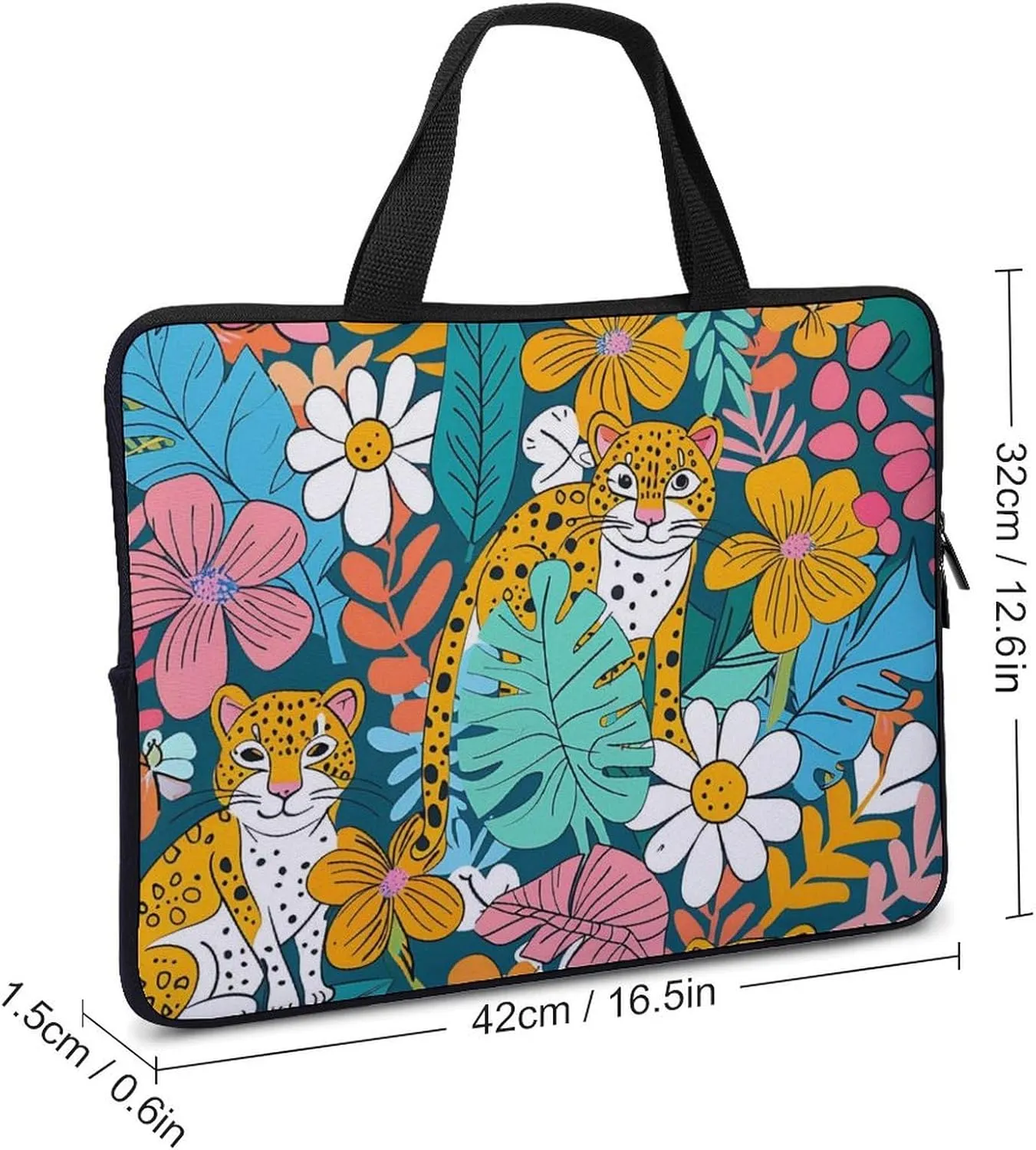 Colorful Illustration Flamingos Pattern Laptop Bag Water-resistant Laptop Sleeve Handle Notebook Computer Case Briefcase