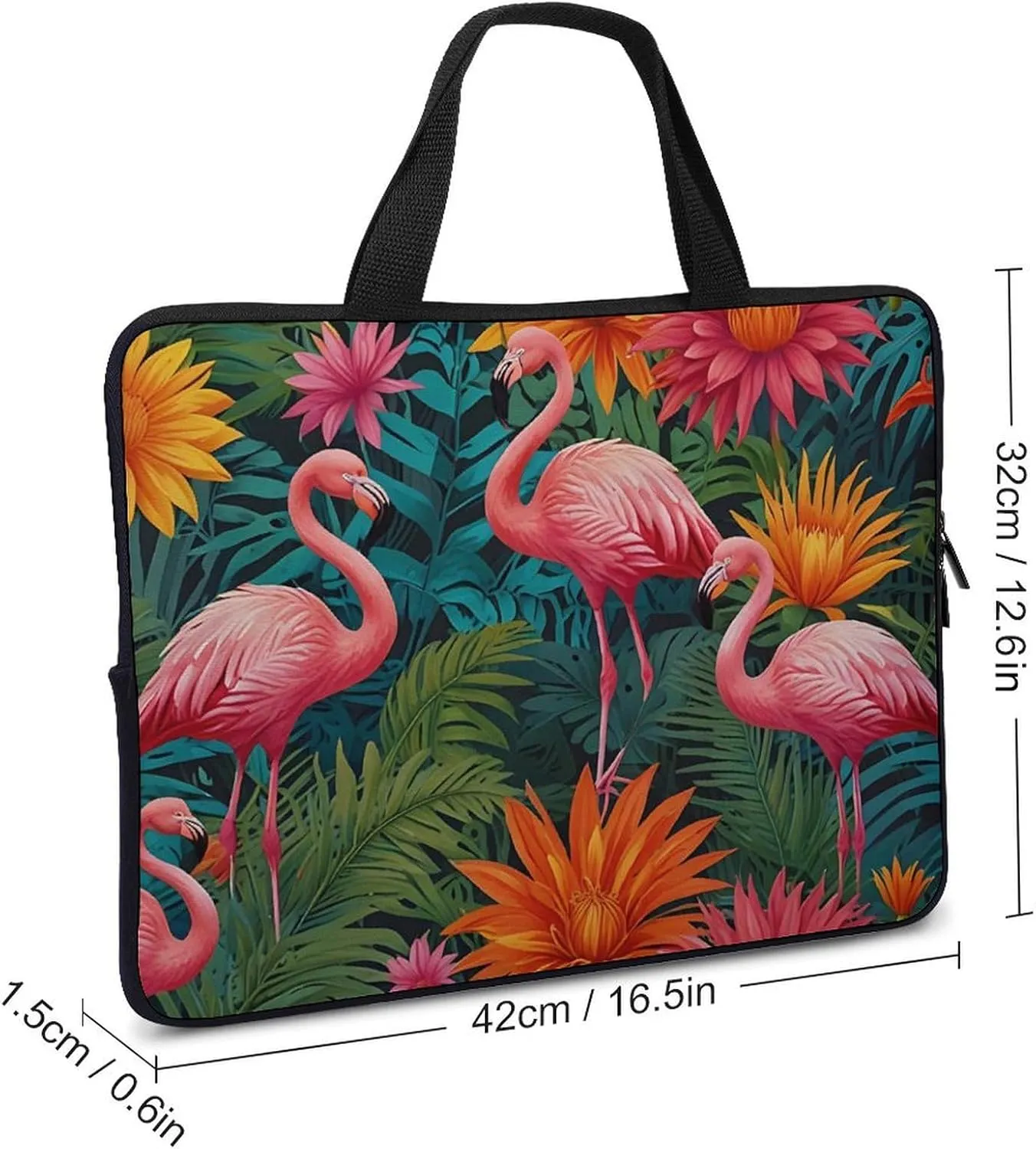 Colorful Illustration Flamingos Pattern Laptop Bag Water-resistant Laptop Sleeve Handle Notebook Computer Case Briefcase