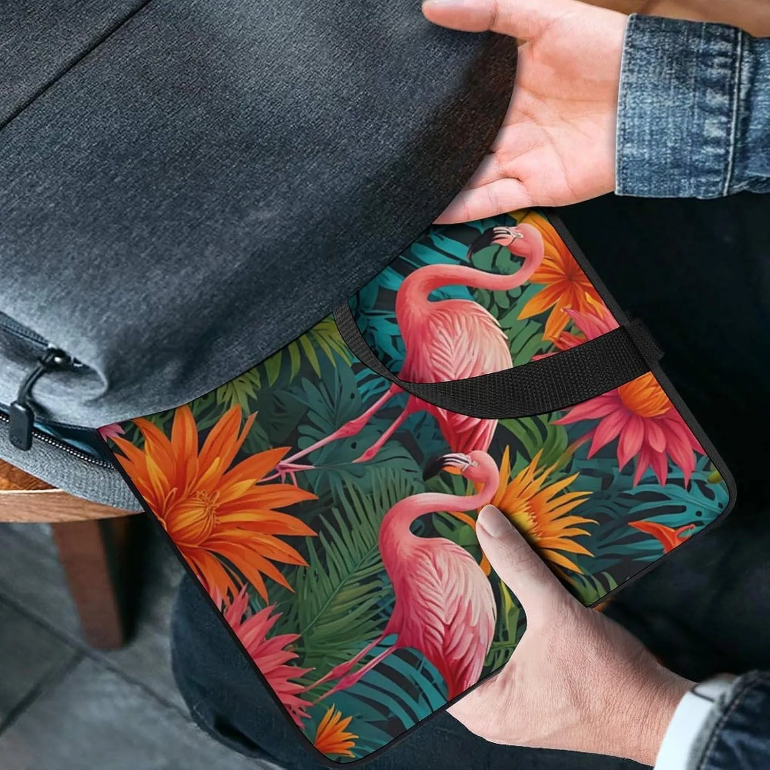 Colorful Illustration Flamingos Pattern Laptop Bag Water-resistant Laptop Sleeve Handle Notebook Computer Case Briefcase