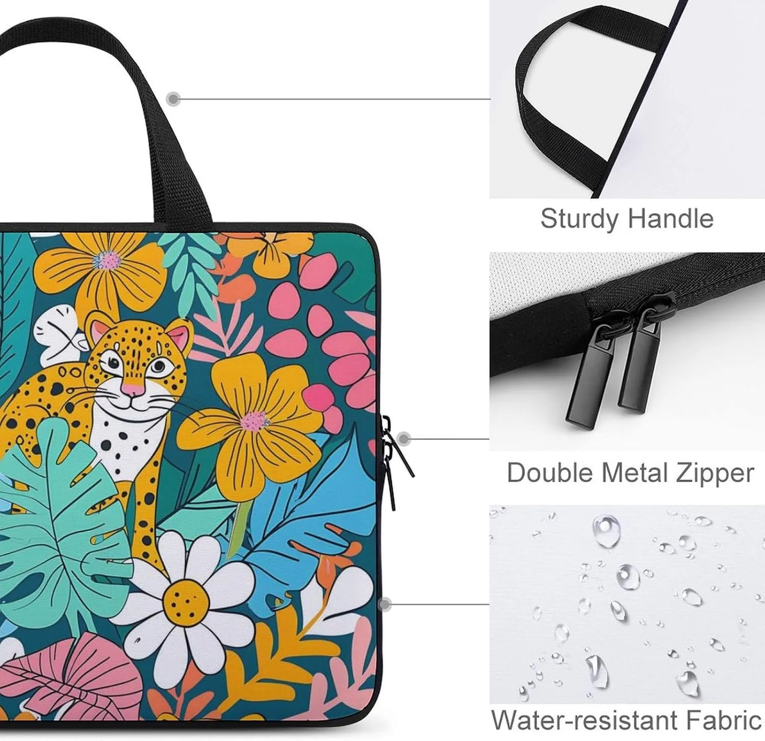 Colorful Illustration Flamingos Pattern Laptop Bag Water-resistant Laptop Sleeve Handle Notebook Computer Case Briefcase