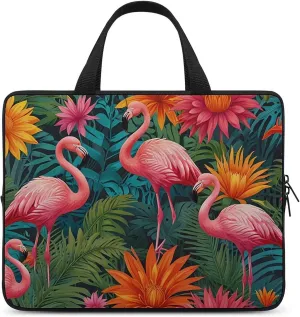 Colorful Illustration Flamingos Pattern Laptop Bag Water-resistant Laptop Sleeve Handle Notebook Computer Case Briefcase