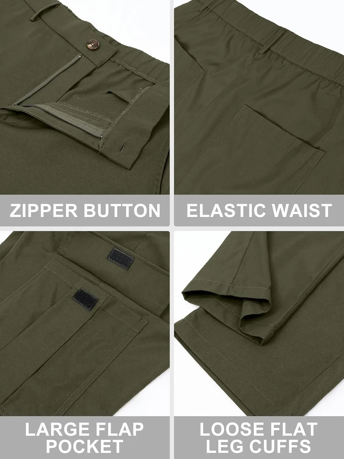 Comdecevis Mens Casual Cargo Pants Baggy Straight Leg Sweatpants with Large Flap Pockets Hiking Sports Trousers