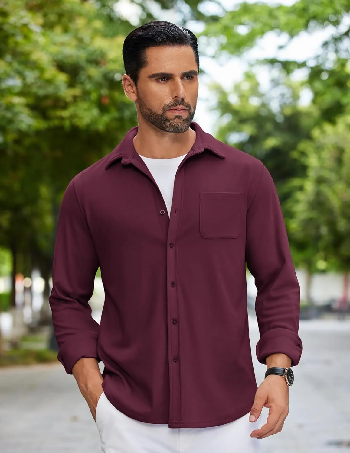 COOFANDY Mens Flannel Shirts Long Sleeve Thermal Button Down Shirt Shacket Lightweight Jacket