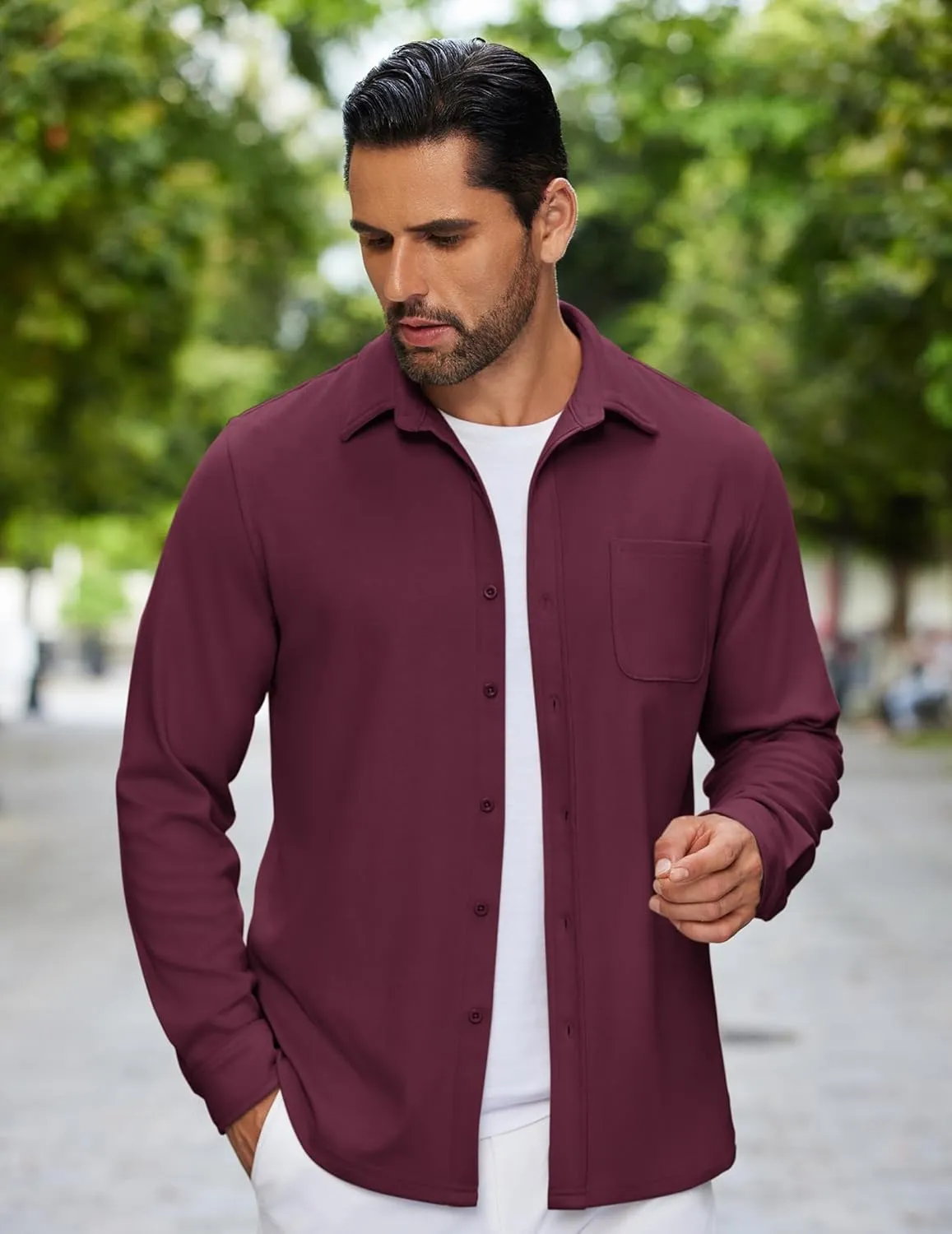 COOFANDY Mens Flannel Shirts Long Sleeve Thermal Button Down Shirt Shacket Lightweight Jacket