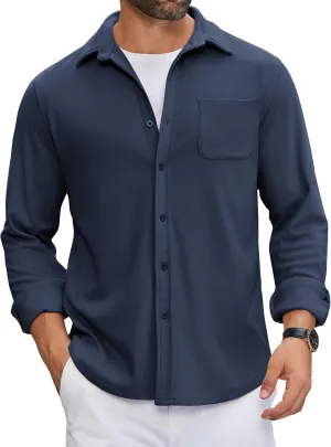 COOFANDY Mens Flannel Shirts Long Sleeve Thermal Button Down Shirt Shacket Lightweight Jacket