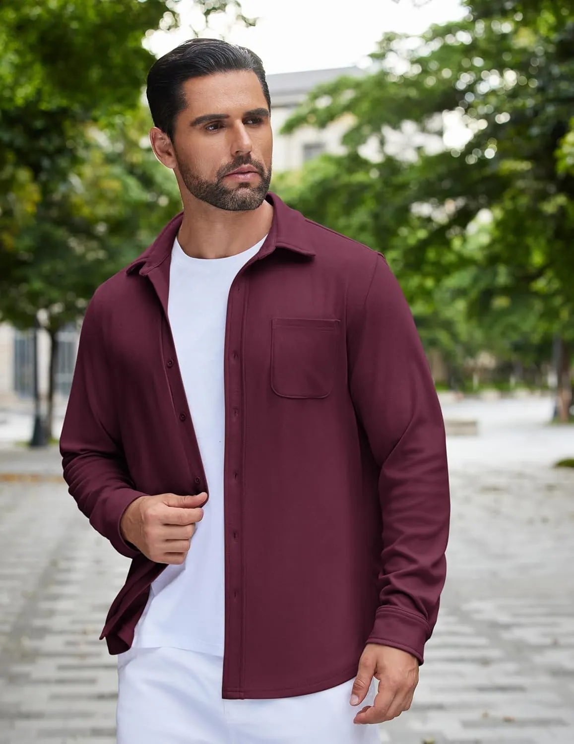 COOFANDY Mens Flannel Shirts Long Sleeve Thermal Button Down Shirt Shacket Lightweight Jacket