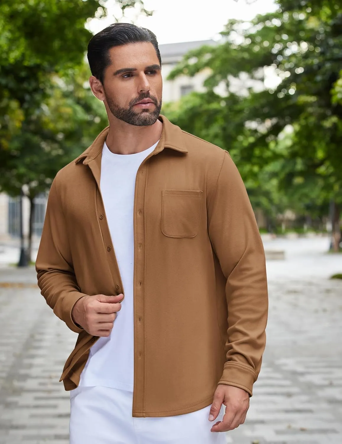 COOFANDY Mens Flannel Shirts Long Sleeve Thermal Button Down Shirt Shacket Lightweight Jacket