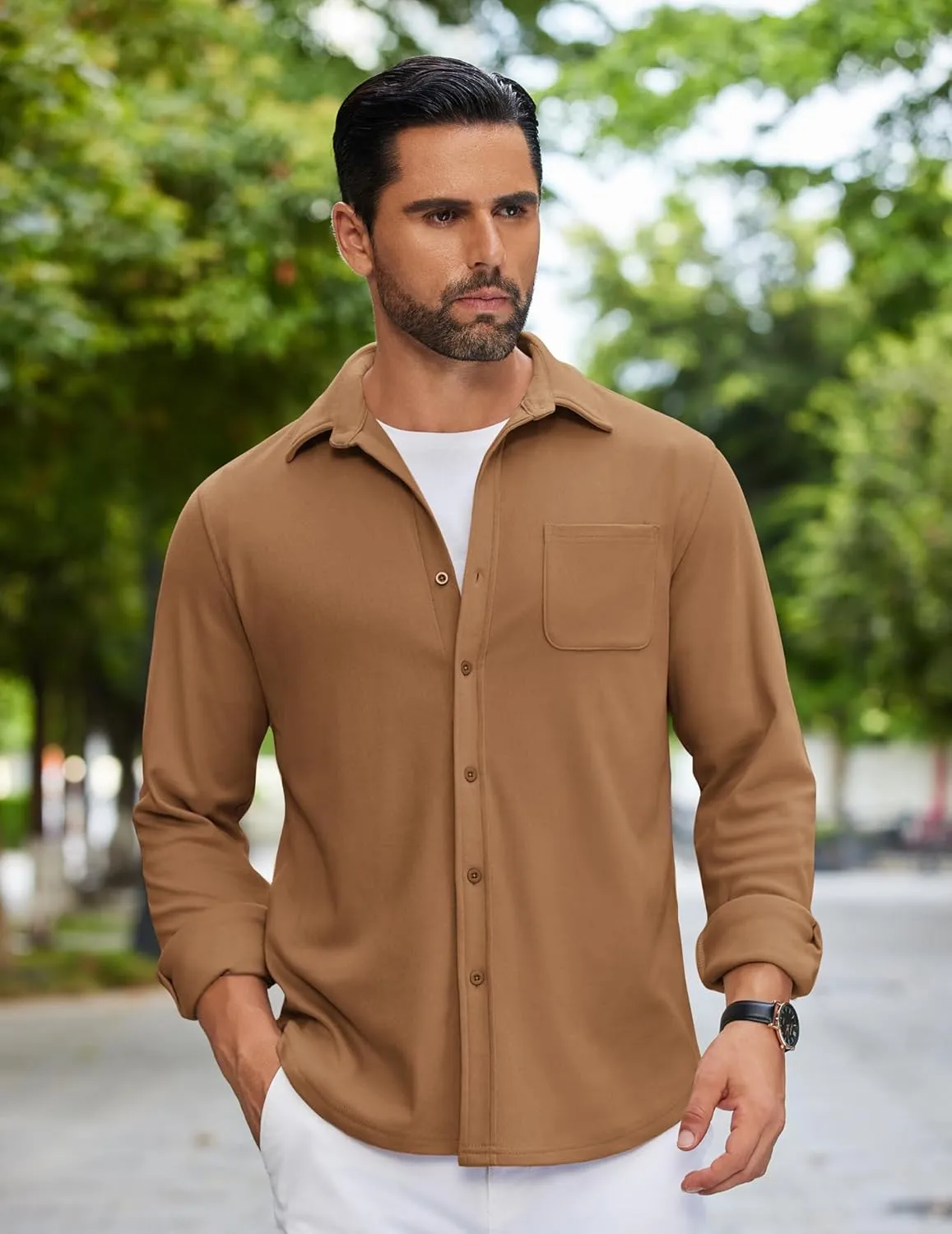 COOFANDY Mens Flannel Shirts Long Sleeve Thermal Button Down Shirt Shacket Lightweight Jacket