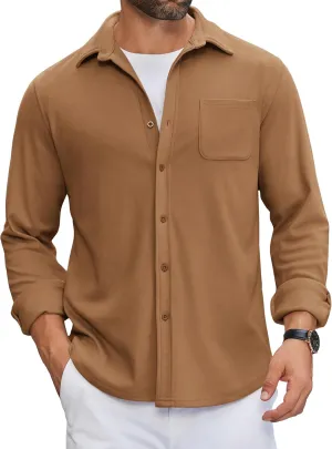 COOFANDY Mens Flannel Shirts Long Sleeve Thermal Button Down Shirt Shacket Lightweight Jacket