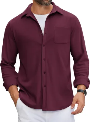 COOFANDY Mens Flannel Shirts Long Sleeve Thermal Button Down Shirt Shacket Lightweight Jacket