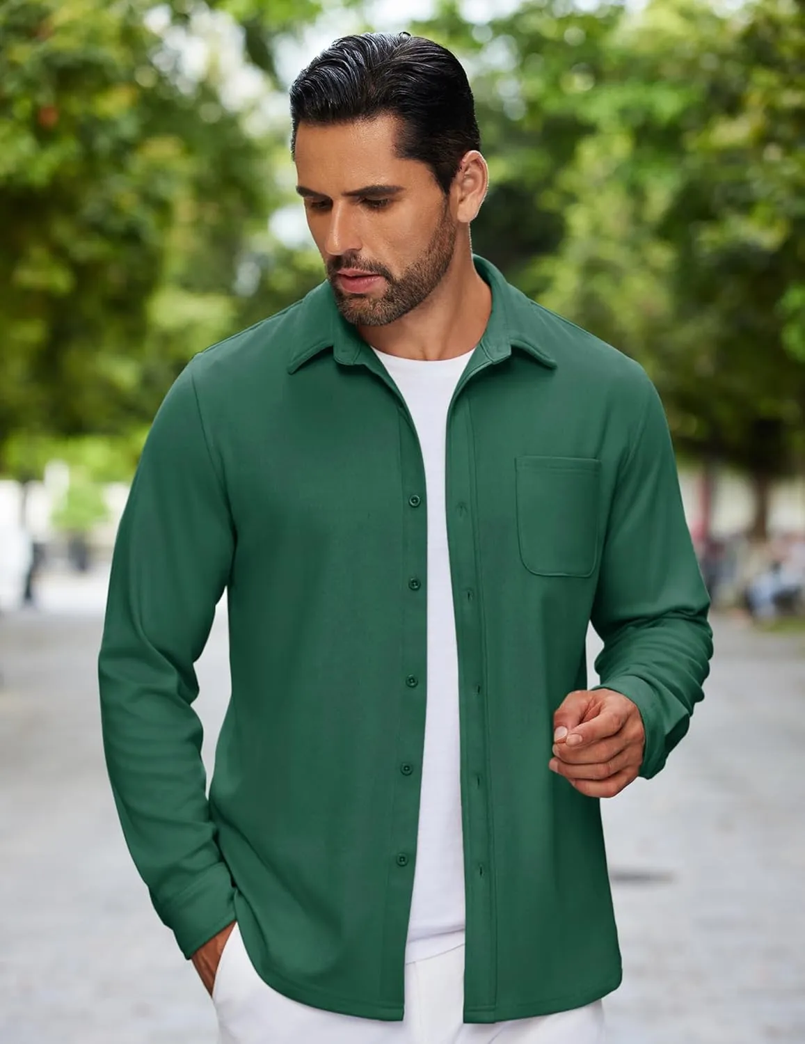 COOFANDY Mens Flannel Shirts Long Sleeve Thermal Button Down Shirt Shacket Lightweight Jacket