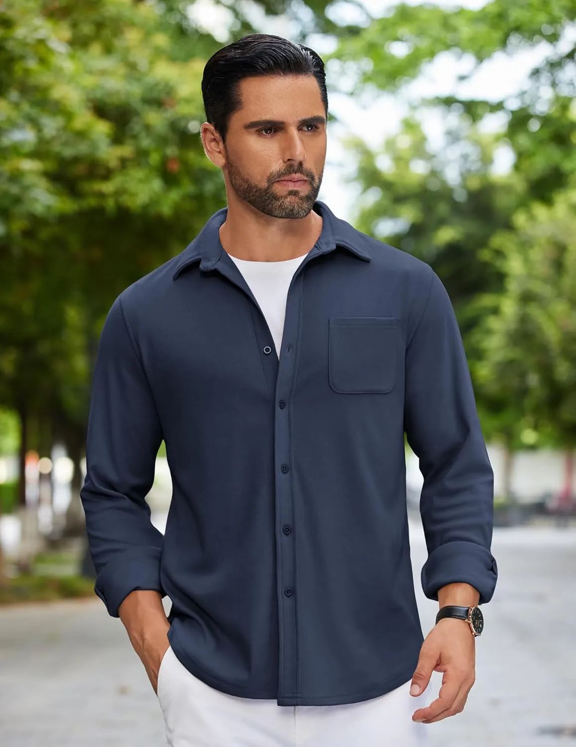 COOFANDY Mens Flannel Shirts Long Sleeve Thermal Button Down Shirt Shacket Lightweight Jacket