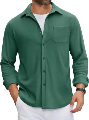COOFANDY Mens Flannel Shirts Long Sleeve Thermal Button Down Shirt Shacket Lightweight Jacket