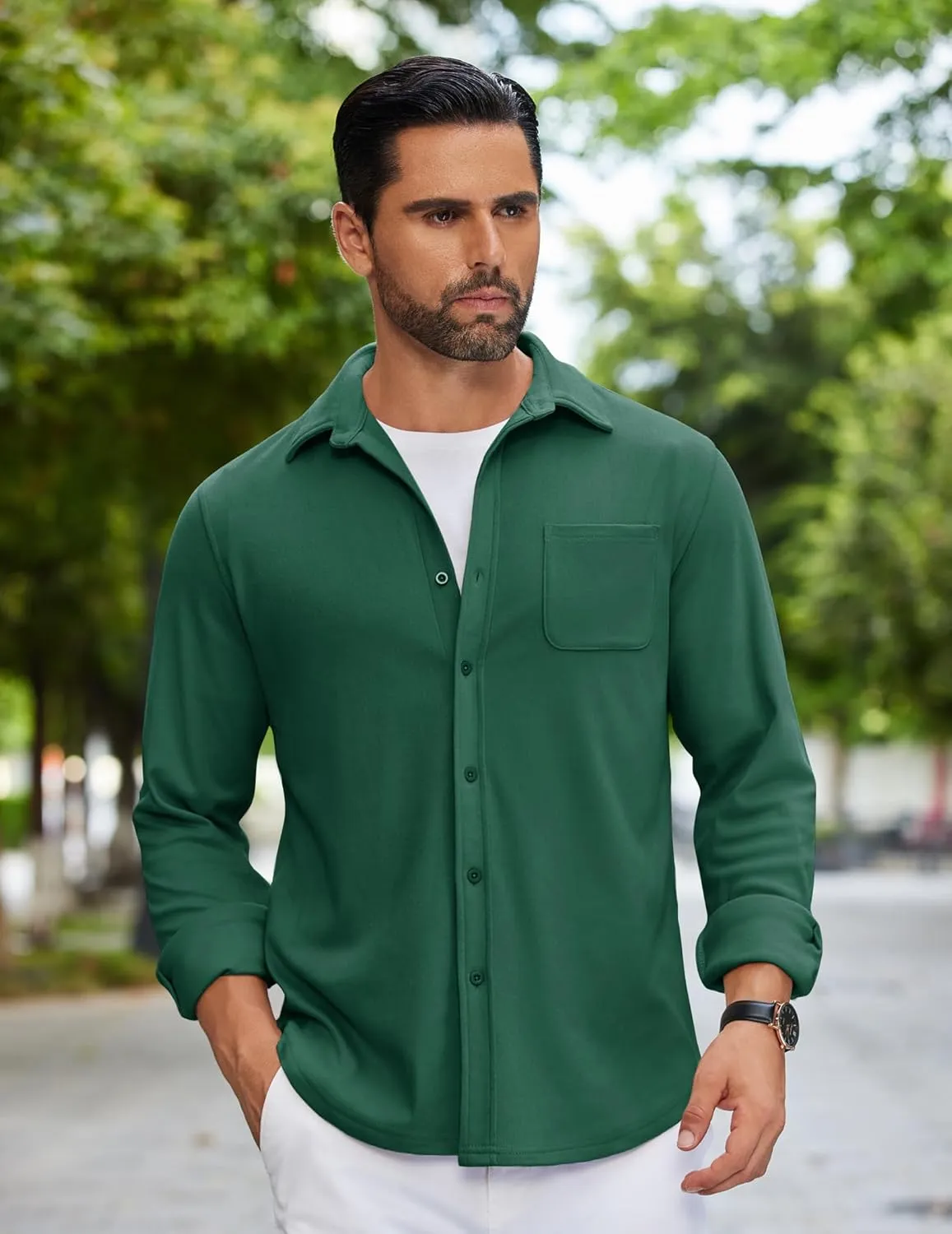 COOFANDY Mens Flannel Shirts Long Sleeve Thermal Button Down Shirt Shacket Lightweight Jacket