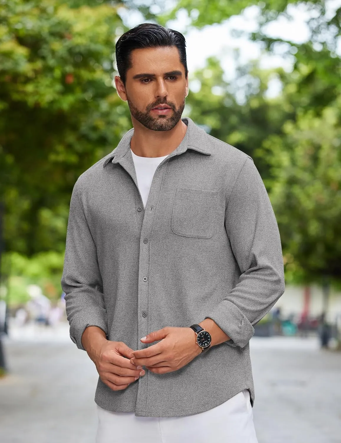 COOFANDY Mens Flannel Shirts Long Sleeve Thermal Button Down Shirt Shacket Lightweight Jacket
