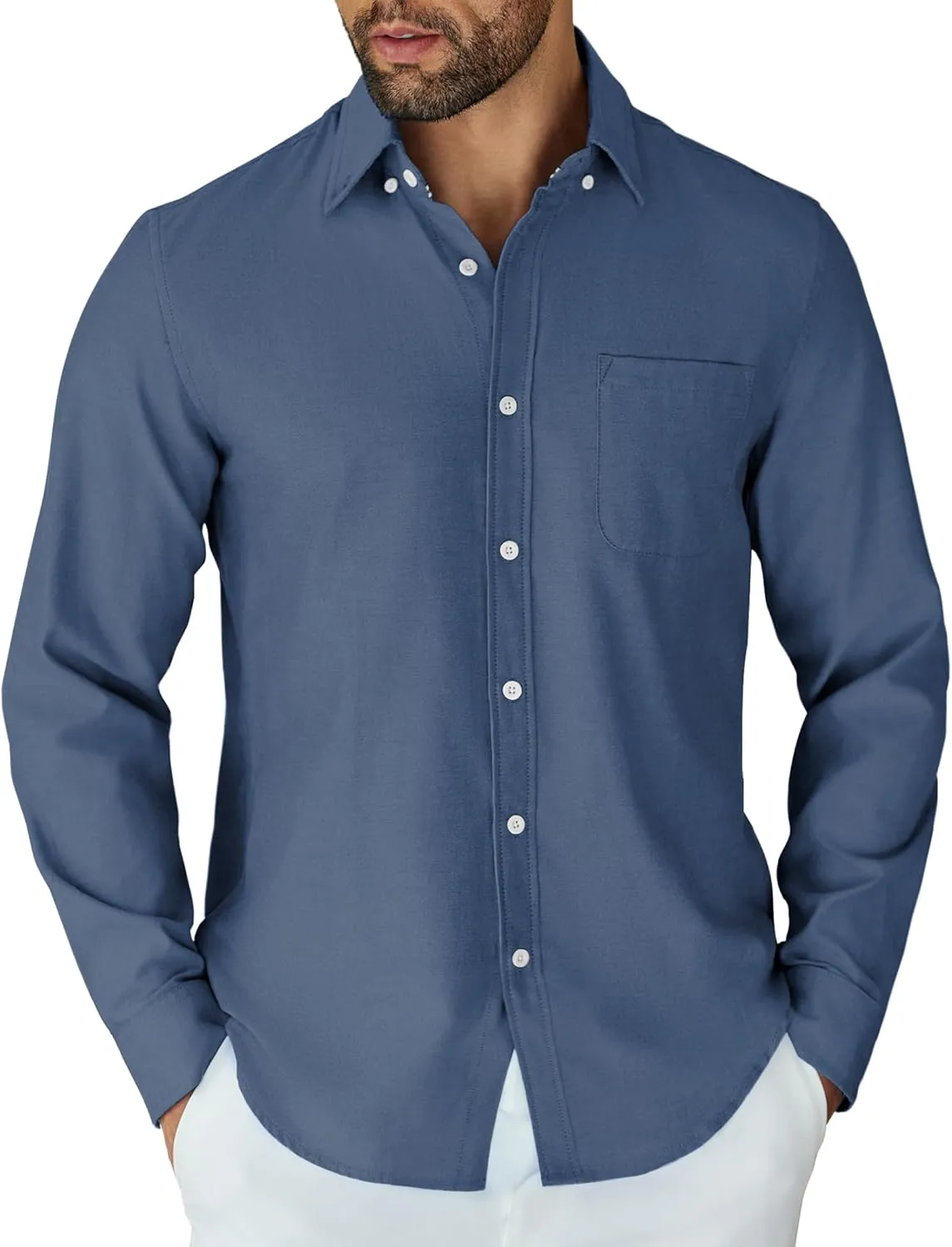 COOFANDY Mens Long Sleeve Button Down Shirt Casual Untucked Shirts for Men Oxford Dress Shirts