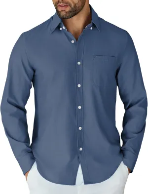 COOFANDY Mens Long Sleeve Button Down Shirt Casual Untucked Shirts for Men Oxford Dress Shirts