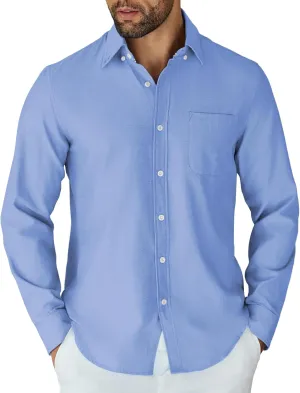 COOFANDY Mens Long Sleeve Button Down Shirt Casual Untucked Shirts for Men Oxford Dress Shirts