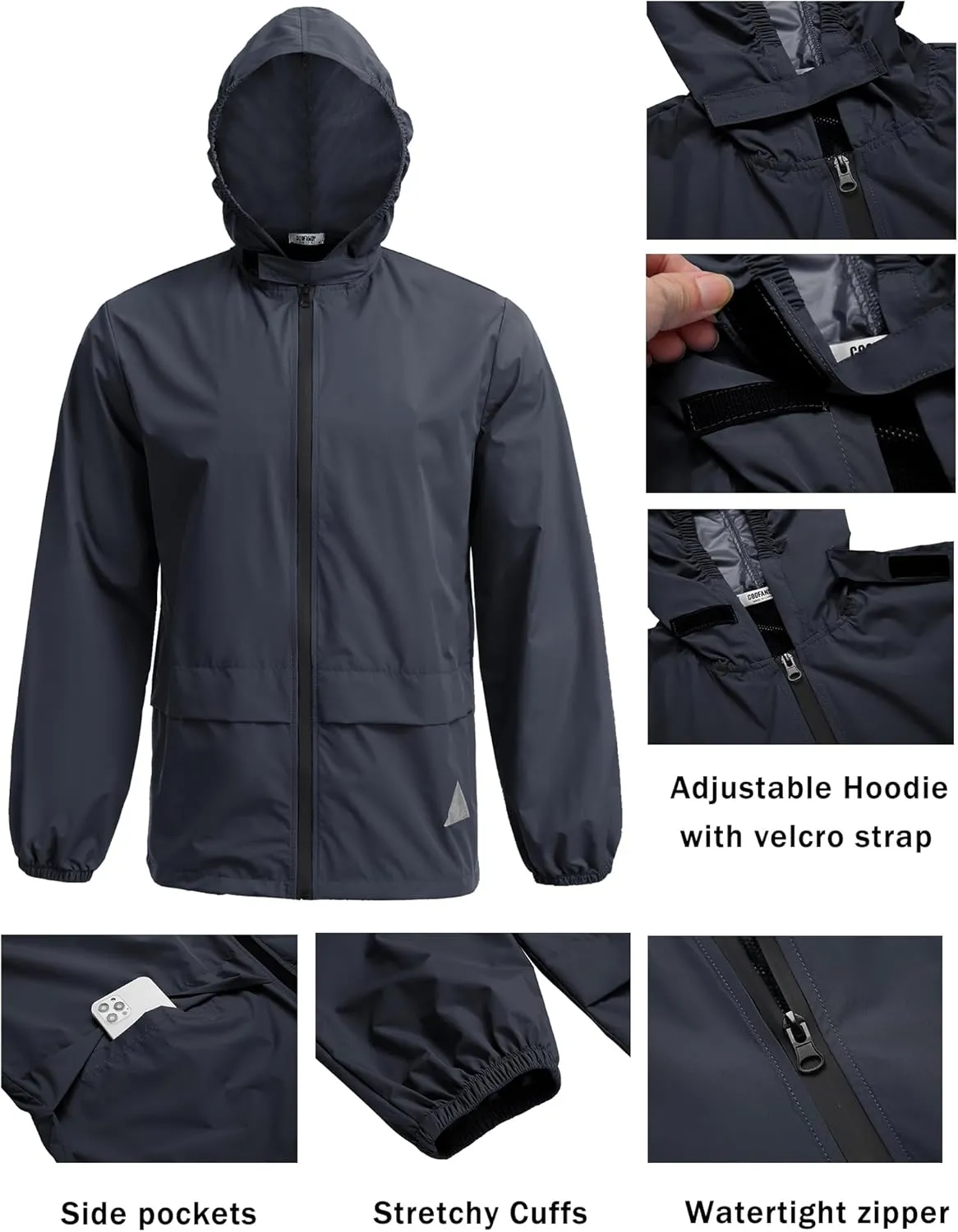 COOFANDY Men's Rain Suit 2 Piece Waterproof Breathable Rain Gear Lightweight Rain Jacket Pants Rainwear Suit