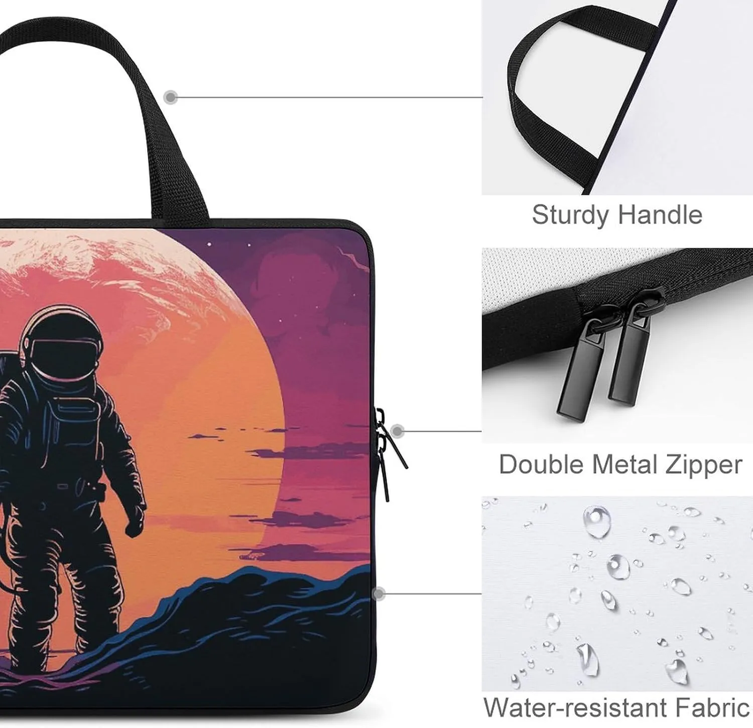 Cool Astronaut Laptop Bag Durable Laptop Sleeve Water-Resistant Notebook Bag for Computer Or Tablet
