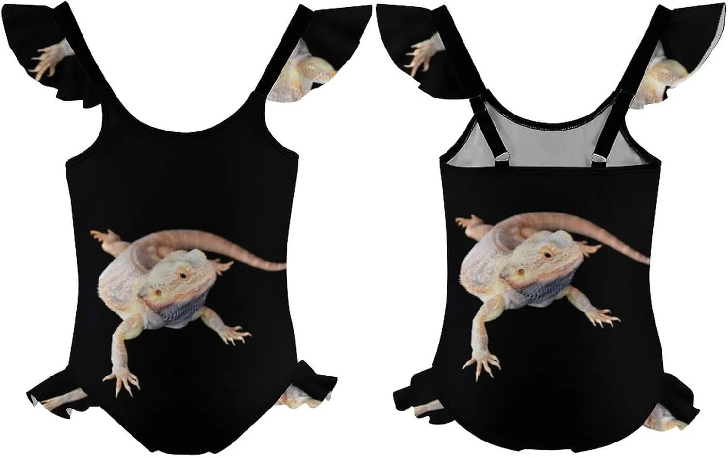 Cool Bearded Dragon Lizards Girls Swimsuit Ruffle One Piece Bathing Suit Kids Hawaiian Bikinis