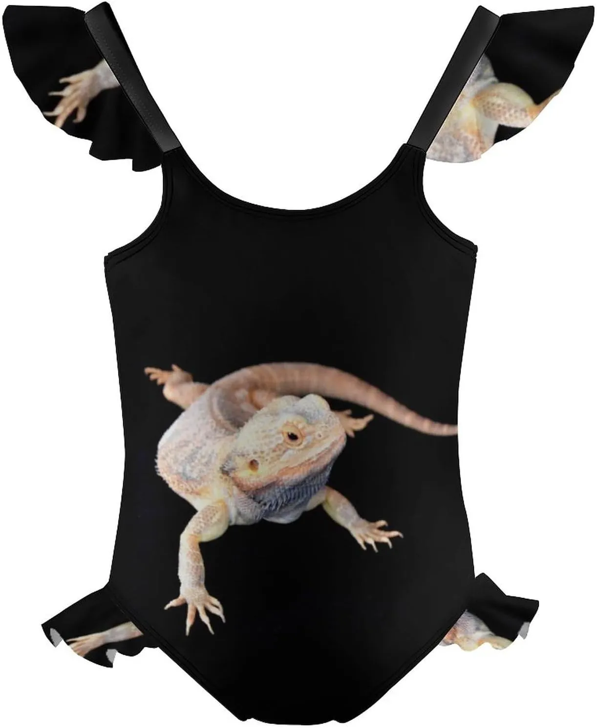 Cool Bearded Dragon Lizards Girls Swimsuit Ruffle One Piece Bathing Suit Kids Hawaiian Bikinis